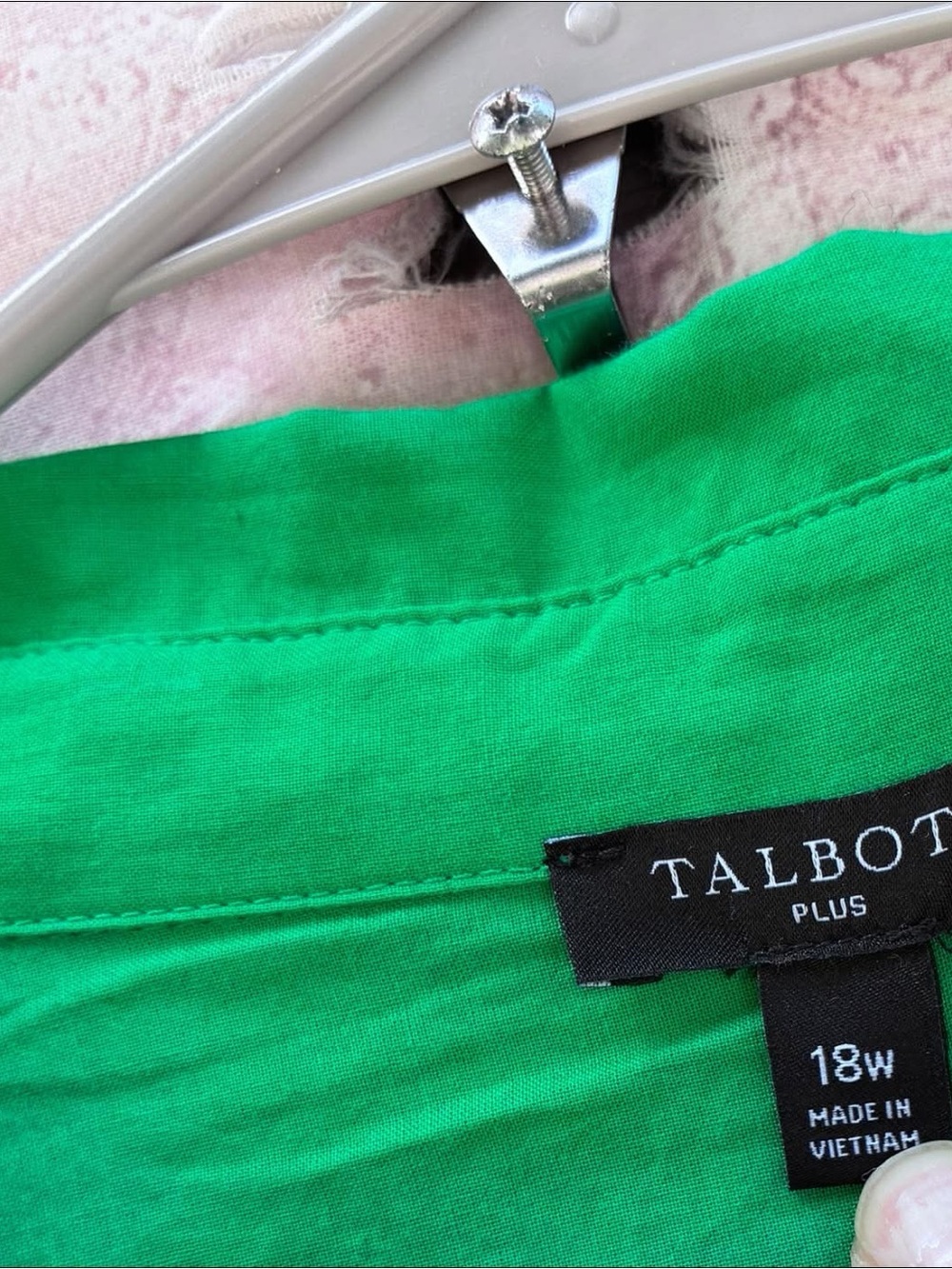 Talbots 18W Green Eyelet Button-Front Midi Dress - Picture 4 of 6